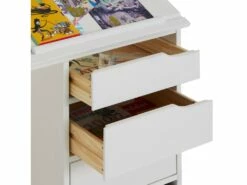 Bureau Enfant écolier Junior EMMA Pupitre Inclinable Avec 4 Tiroirs En Pin Massif, Lasuré Blanc -mobilier de bureau Shop meuble bureau 12851329