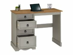 Bureau RAMON Avec Rangement 4 Tiroirs, Style Mexicain, En Pin Massif Lasuré Gris Et Brun 8 Bureau RAMON Avec Rangement 4 Tiroirs, Style Mexicain, En Pin Massif Lasuré Gris Et Brun -mobilier de bureau Shop meuble bureau 12851351