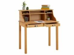 Bureau Secrétaire MARLENE Avec Rangement Sur Plusieurs étagères Et 2 Tiroirs, En Pin Massif Finition Cirée -mobilier de bureau Shop meuble bureau 12851395