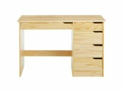 Bureau HUGO Avec Rangement 5 Tiroirs Style Scandinave En Pin Massif à La Finition Naturelle -mobilier de bureau Shop meuble bureau 12851403