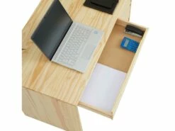 Bureau HUGO Avec Rangement 5 Tiroirs Style Scandinave En Pin Massif à La Finition Naturelle -mobilier de bureau Shop meuble bureau 12851407