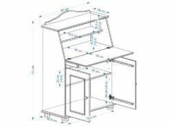 Bureau Secrétaire DAVID Avec Abattant Rangement Plusieurs étagères 2 Portes Et Plan De Travail Rabattable En Pin Massif Lasuré Taupe -mobilier de bureau Shop meuble bureau 12851431