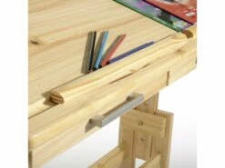 Bureau Enfant écolier Junior OLIVIA Table à Dessin Réglable En Hauteur Et Pupitre Inclinable Avec 2 Tiroirs En Pin Massif Naturel -mobilier de bureau Shop meuble bureau 12851439