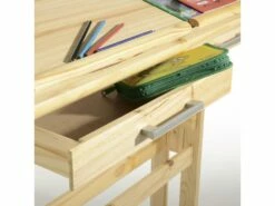 Bureau Enfant écolier Junior OLIVIA Table à Dessin Réglable En Hauteur Et Pupitre Inclinable Avec 2 Tiroirs En Pin Massif Naturel -mobilier de bureau Shop meuble bureau 12851441