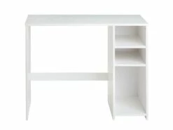 Bureau LIAM Avec Rangement Caisson Avec 2 étagères Réglables En Hauteur, En Pin Massif Lasuré Blanc -mobilier de bureau Shop meuble bureau 12851465