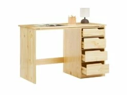 Bureau Enfant écolier Junior EMMA Pupitre Inclinable Avec 4 Tiroirs En Pin Massif Naturel -mobilier de bureau Shop meuble bureau 12851487