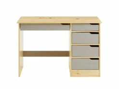 Bureau HUGO Avec Rangement 5 Tiroirs Style Scandinave En Pin Massif Vernis Naturel Et Lasuré Gris 7 Bureau HUGO Avec Rangement 5 Tiroirs Style Scandinave En Pin Massif Vernis Naturel Et Lasuré Gris -mobilier de bureau Shop meuble bureau 12851515