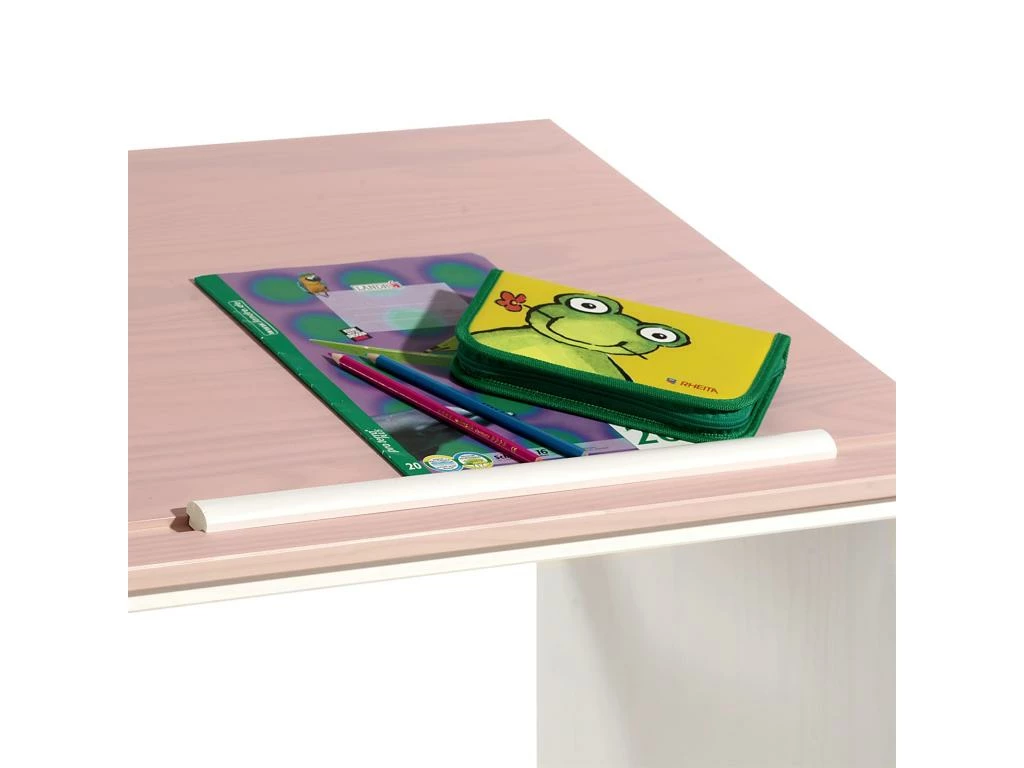 Bureau Enfant écolier Junior KEVIN Pupitre Inclinable Avec 3 Tiroirs 1 Casier En Pin Massif Lasuré Blanc Et Rose 3 Bureau Enfant écolier Junior KEVIN Pupitre Inclinable Avec 3 Tiroirs 1 Casier En Pin Massif Lasuré Blanc Et Rose – Image 3