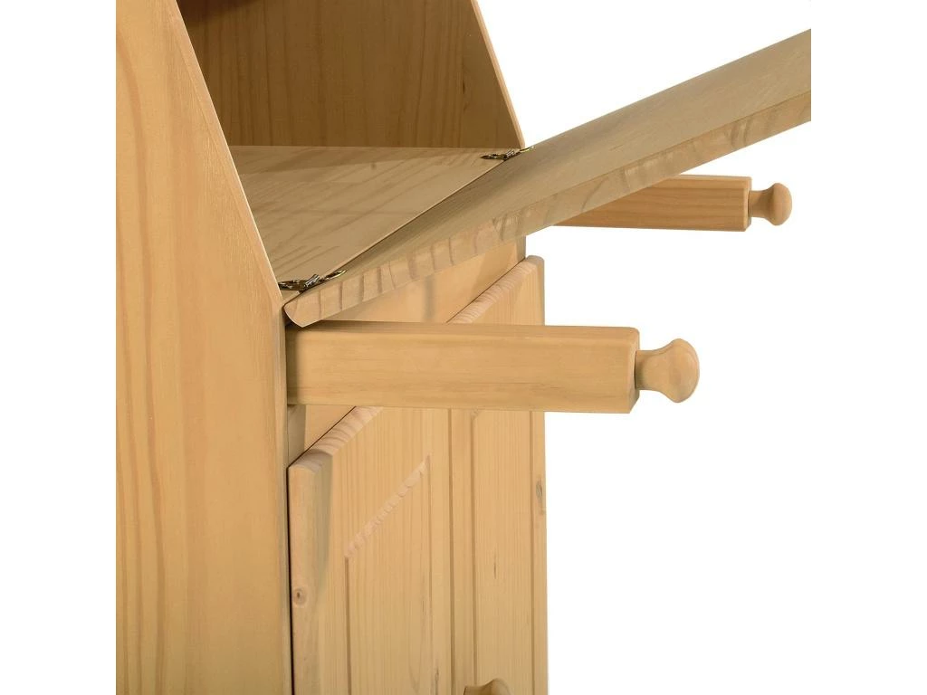 Bureau Secrétaire DAVID Avec Abattant Rangement Plusieurs étagères 2 Portes Plan De Travail Rabattable, En Pin Massif Teinté Et Ciré 4 Bureau Secrétaire DAVID Avec Abattant Rangement Plusieurs étagères 2 Portes Plan De Travail Rabattable, En Pin Massif Teinté Et Ciré – Image 4