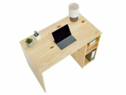 Bureau LIAM Avec Rangement Caisson Avec 2 étagères Réglables En Hauteur, En Pin Massif Recouvetr D'un Vernis Naturel -mobilier de bureau Shop meuble bureau 12851577