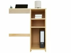 Bureau LIAM Avec Rangement Caisson Avec 2 étagères Réglables En Hauteur, En Pin Massif Recouvetr D'un Vernis Naturel -mobilier de bureau Shop meuble bureau 12851579