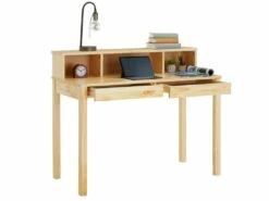 Bureau LENNOX Avec Rangement 2 Tiroirs Et 3 Niches, En Pin Massif Recouvert D'un Vernis Naturel 8 Bureau LENNOX Avec Rangement 2 Tiroirs Et 3 Niches, En Pin Massif Recouvert D'un Vernis Naturel -mobilier de bureau Shop meuble bureau 12851599