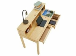 Bureau LENNOX Avec Rangement 2 Tiroirs Et 3 Niches, En Pin Massif Recouvert D'un Vernis Naturel 9 Bureau LENNOX Avec Rangement 2 Tiroirs Et 3 Niches, En Pin Massif Recouvert D'un Vernis Naturel -mobilier de bureau Shop meuble bureau 12851601
