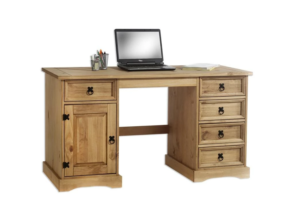 Bureau Multi Rangements TEQUILA Style Mexicain En Pin Massif à La Finition Cirée 1 Bureau Multi Rangements TEQUILA Style Mexicain En Pin Massif à La Finition Cirée