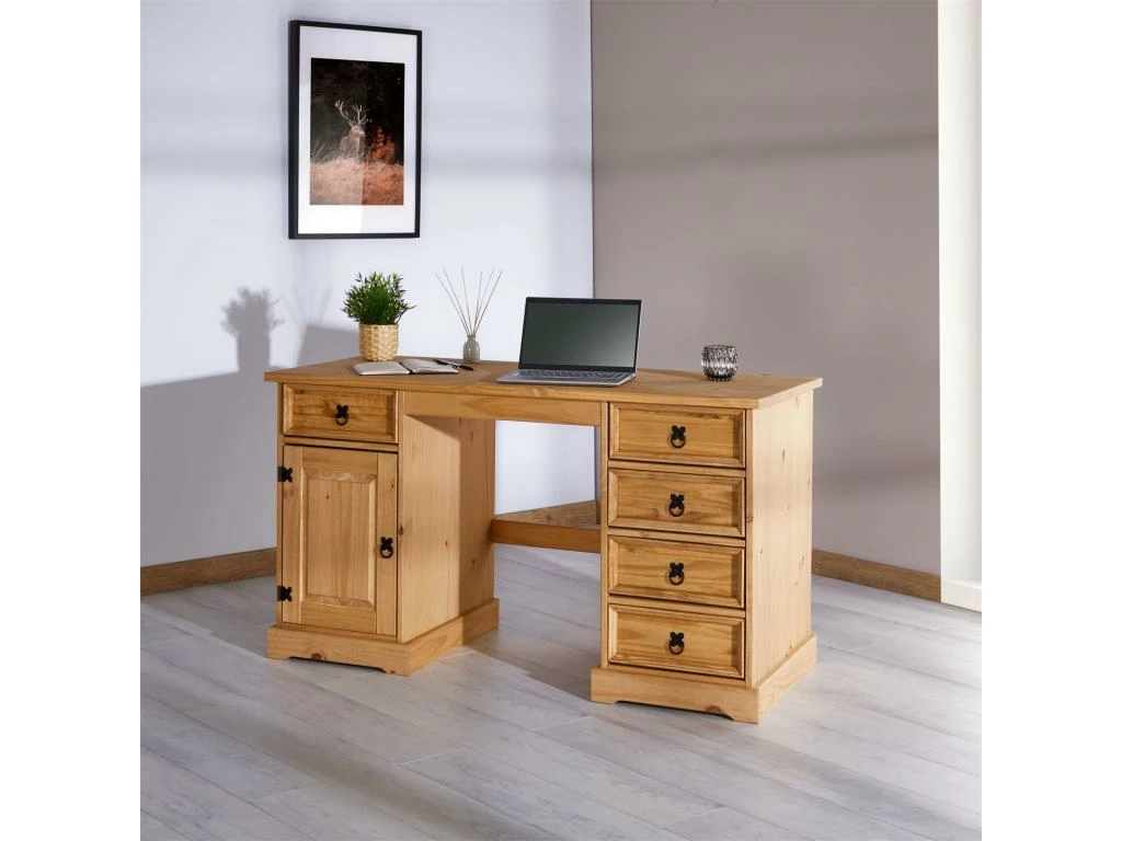 Bureau Multi Rangements TEQUILA Style Mexicain En Pin Massif à La Finition Cirée 2 Bureau Multi Rangements TEQUILA Style Mexicain En Pin Massif à La Finition Cirée – Image 2