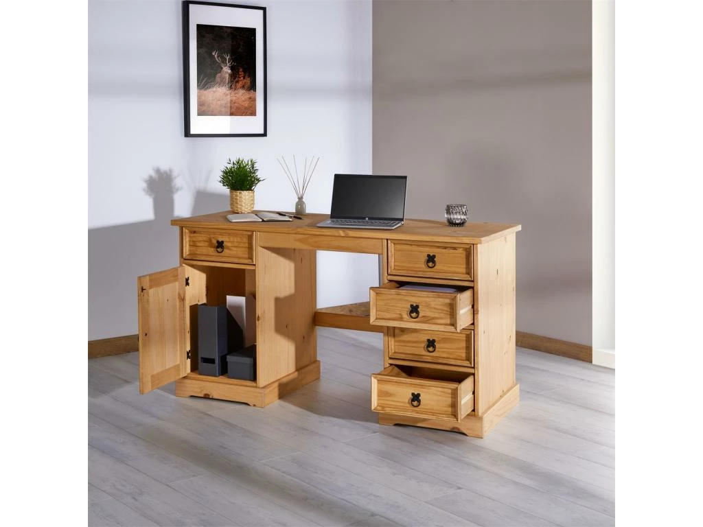 Bureau Multi Rangements TEQUILA Style Mexicain En Pin Massif à La Finition Cirée 5 Bureau Multi Rangements TEQUILA Style Mexicain En Pin Massif à La Finition Cirée – Image 5