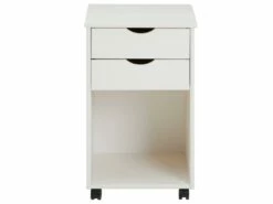 Caisson De Bureau KANO, Meuble De Rangement Sur Roulettes Avec 2 Tiroirs Et 1 Niche, En Pin Massif Lasuré Blanc -mobilier de bureau Shop meuble bureau 12852051