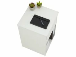 Caisson De Bureau KANO, Meuble De Rangement Sur Roulettes Avec 2 Tiroirs Et 1 Niche, En Pin Massif Lasuré Blanc -mobilier de bureau Shop meuble bureau 12852055