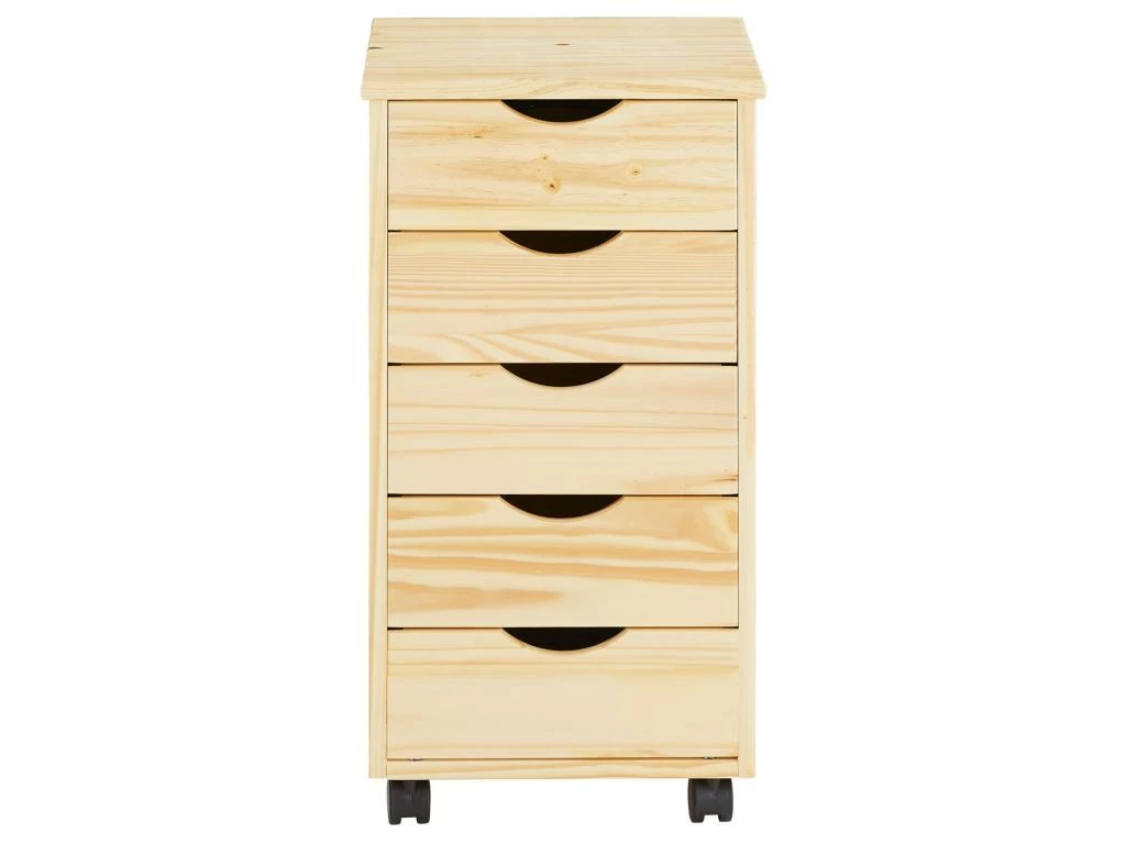 Caisson De Bureau LAGOS Meuble De Rangement Sur Roulettes Avec 5 Tiroirs, En Pin Massif Finition Vernis Naturel 3 Caisson De Bureau LAGOS Meuble De Rangement Sur Roulettes Avec 5 Tiroirs, En Pin Massif Finition Vernis Naturel – Image 3