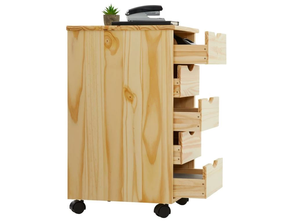 Caisson De Bureau LAGOS Meuble De Rangement Sur Roulettes Avec 5 Tiroirs, En Pin Massif Finition Vernis Naturel 5 Caisson De Bureau LAGOS Meuble De Rangement Sur Roulettes Avec 5 Tiroirs, En Pin Massif Finition Vernis Naturel – Image 5