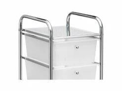 Caisson Sur Roulettes SANO Chariot Avec 4 Tiroirs En Plastique Blanc Transparent Et 1 étagère, Rangement Salle De Bain Métal Chromé -mobilier de bureau Shop meuble bureau 12852269