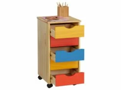 Caisson De Bureau LAGOS Meuble De Rangement Sur Roulettes Avec 5 Tiroirs, En Pin Massif Lasuré Multicolore Jaune Rose Et Bleu 8 Caisson De Bureau LAGOS Meuble De Rangement Sur Roulettes Avec 5 Tiroirs, En Pin Massif Lasuré Multicolore Jaune Rose Et Bleu -mobilier de bureau Shop meuble bureau 12852319