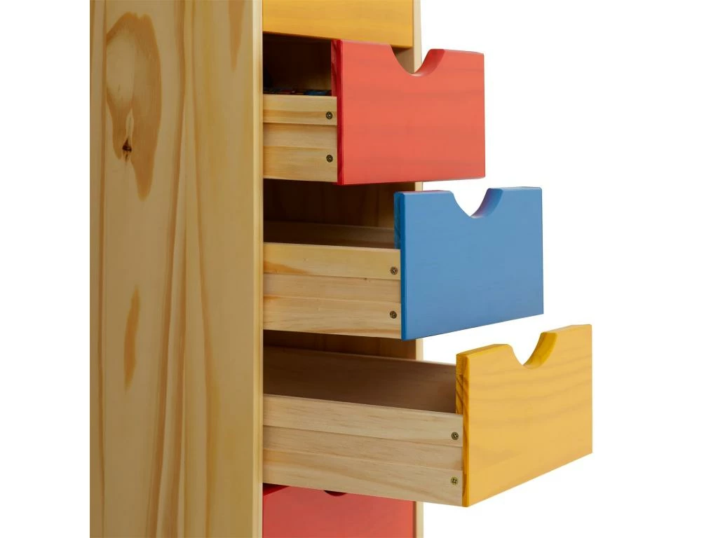 Caisson De Bureau LAGOS Meuble De Rangement Sur Roulettes Avec 5 Tiroirs, En Pin Massif Lasuré Multicolore Jaune Rose Et Bleu 5 Caisson De Bureau LAGOS Meuble De Rangement Sur Roulettes Avec 5 Tiroirs, En Pin Massif Lasuré Multicolore Jaune Rose Et Bleu – Image 5