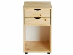 Caisson De Bureau KANO, Meuble De Rangement Sur Roulettes Avec 2 Tiroirs Et 1 Niche, En Pin Massif Naturel -mobilier de bureau Shop meuble bureau 12852685