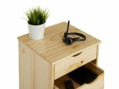 Caisson De Bureau KANO, Meuble De Rangement Sur Roulettes Avec 2 Tiroirs Et 1 Niche, En Pin Massif Naturel -mobilier de bureau Shop meuble bureau 12852689