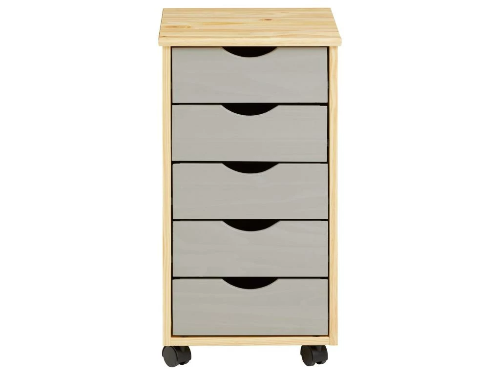 Caisson De Bureau LAGOS Meuble De Rangement Sur Roulettes Avec 5 Tiroirs, En Pin Massif Finition Vernis Naturel Et Lasuré Gris 3 Caisson De Bureau LAGOS Meuble De Rangement Sur Roulettes Avec 5 Tiroirs, En Pin Massif Finition Vernis Naturel Et Lasuré Gris – Image 3