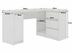 BALAUR - Bureau D'angle Style Moderne - 155x77x85 - 1 Porte+3 Tiroirs -mobilier de bureau Shop meuble bureau 12859063