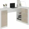 BALAUR | Bureau Informatique D'angle Moderne 155x85x77 Cm | 3 Tiroirs Gloss | Table Ordinateur Multi-rangements
