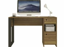 Bureau Gamer 1 Caisson 1 Pied Ouvert Noyer -mobilier de bureau Shop meuble bureau 12928463