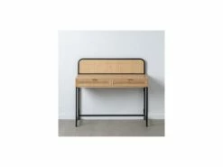 Bureau 2 Tiroirs Bois Naturel/Rotin/Noir- MAINIA 5 Bureau 2 Tiroirs Bois Naturel/Rotin/Noir- MAINIA -mobilier de bureau Shop meuble bureau 12990713