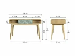 Bureau Avec 1 Tiroir - Decor Chene Et Vert - Pieds En Bois Massif - L 120 X P 55 X H 75 Cm - GARDENIA -mobilier de bureau Shop meuble bureau 13011651