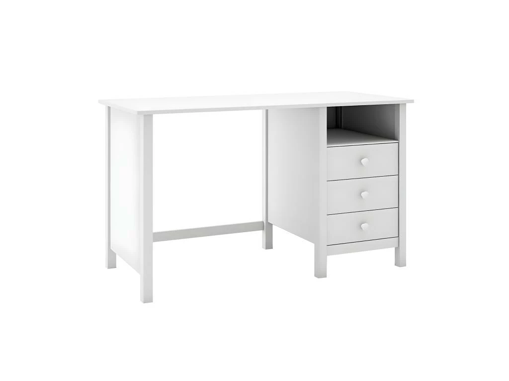DAVA - Bureau 3 Tiroirs En Pin Massif Blanc 1 DAVA - Bureau 3 Tiroirs En Pin Massif Blanc