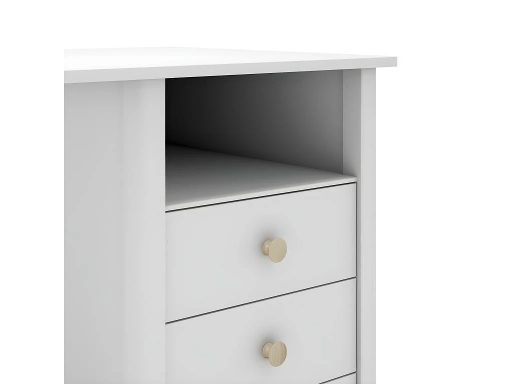 DAVA - Bureau 3 Tiroirs En Pin Massif Blanc 5 DAVA - Bureau 3 Tiroirs En Pin Massif Blanc – Image 5