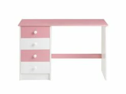 Bureau ARNE Pour Enfant Ou Adulte Multi Rangements, Avec 4 Tiroirs, En Pin Massif Lasuré Blanc Et Rose -mobilier de bureau Shop meuble bureau 13048719