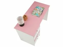 Bureau ARNE Pour Enfant Ou Adulte Multi Rangements, Avec 4 Tiroirs, En Pin Massif Lasuré Blanc Et Rose -mobilier de bureau Shop meuble bureau 13048721
