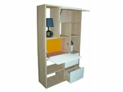 Composition Secrétaire Chêne Blanchi Massif Et Laqué, 2 Tiroirs, 1 Abattant, 1 Relevant - 108L X 38P -mobilier de bureau Shop meuble bureau 13135511