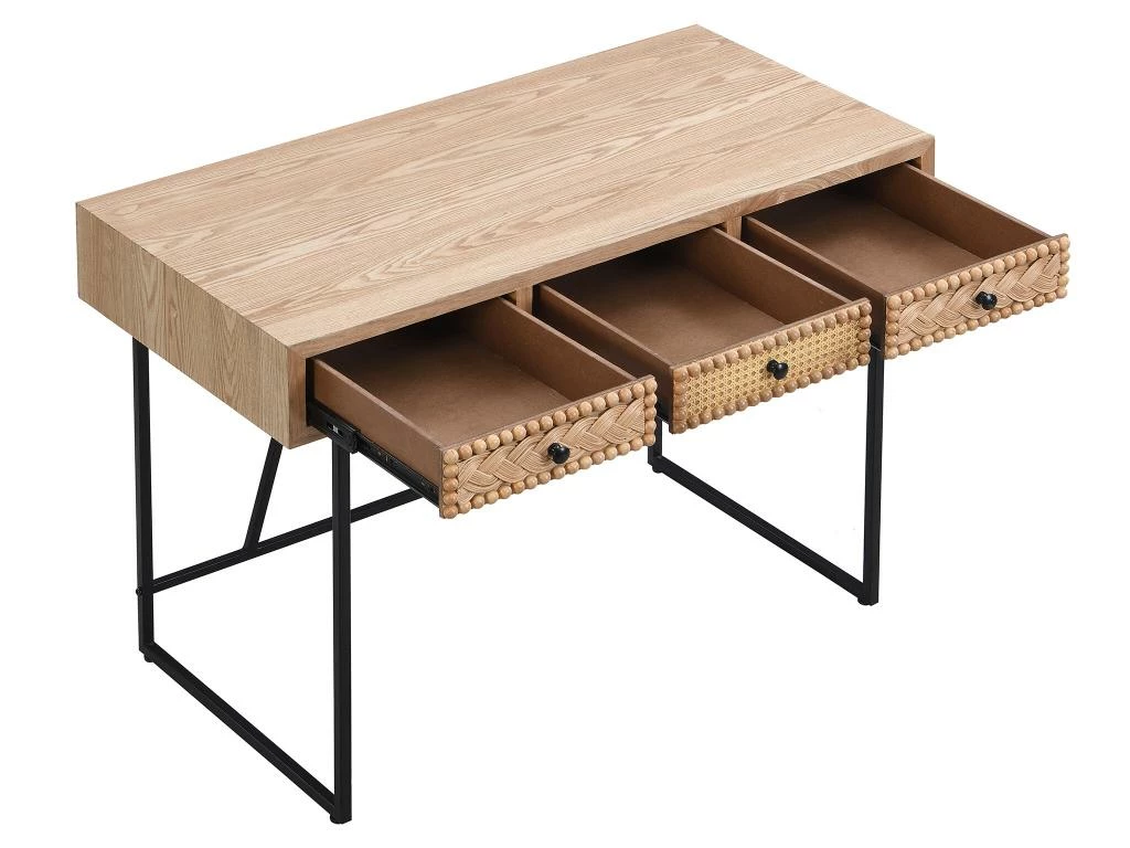 Bureau Avec 3 Tiroirs - MDF Et Métal - Coloris : Naturel Et Noir - AKIVI 5 Bureau Avec 3 Tiroirs - MDF Et Métal - Coloris : Naturel Et Noir - AKIVI – Image 5