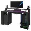 Bureau Gaming LED - Grande Zone De Jeu - Noir - L 152 X P 61,5 X H 86,7 Cm - GAMER