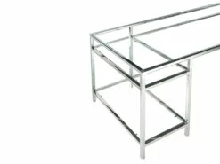 Bureau Avec 2 étagères - Verre Trempé Et Acier - Argent - TIZIO De Pascal Morabito -mobilier de bureau Shop meuble bureau 1348633