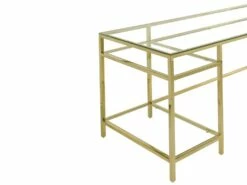 Bureau Avec 2 étagères - Verre Trempé Et Acier - Doré - TIZIO De Pascal Morabito -mobilier de bureau Shop meuble bureau 1348645