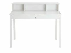 Bureau LENNOX Avec Rangement 2 Tiroirs Et 3 Niches, En Pin Massif Lasuré Blanc -mobilier de bureau Shop meuble bureau 13491913