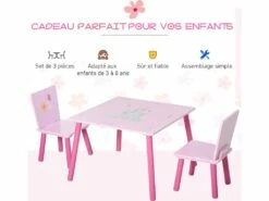 Ensemble Table Et Chaises Enfant Design Princesse Motif Château Bois Pin MDF Rose -mobilier de bureau Shop meuble bureau 13884559