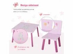 Ensemble Table Et Chaises Enfant Design Princesse Motif Château Bois Pin MDF Rose -mobilier de bureau Shop meuble bureau 13884561