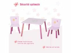 Ensemble Table Et Chaises Enfant Design Princesse Motif Château Bois Pin MDF Rose -mobilier de bureau Shop meuble bureau 13884563
