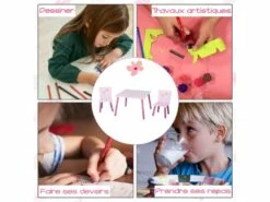 Ensemble Table Et Chaises Enfant Design Princesse Motif Château Bois Pin MDF Rose -mobilier de bureau Shop meuble bureau 13884565