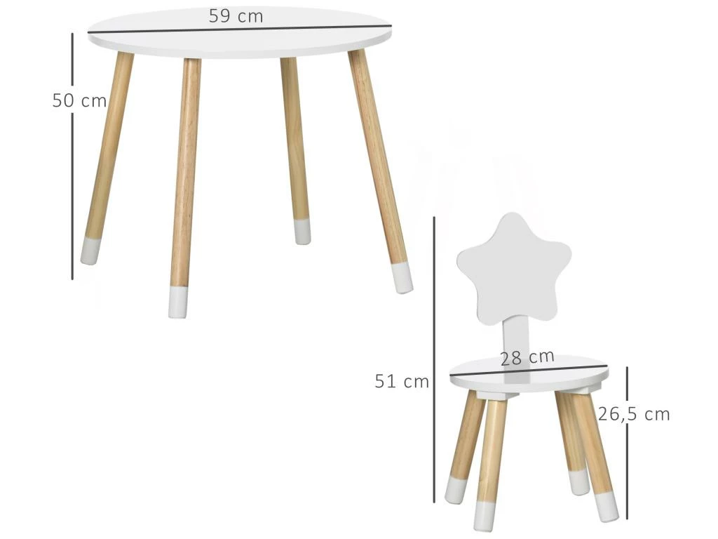 Ensemble Table Et Chaises Enfant Design Scandinave Motif étoile Bois Pin MDF Blanc 3 Ensemble Table Et Chaises Enfant Design Scandinave Motif étoile Bois Pin MDF Blanc – Image 3